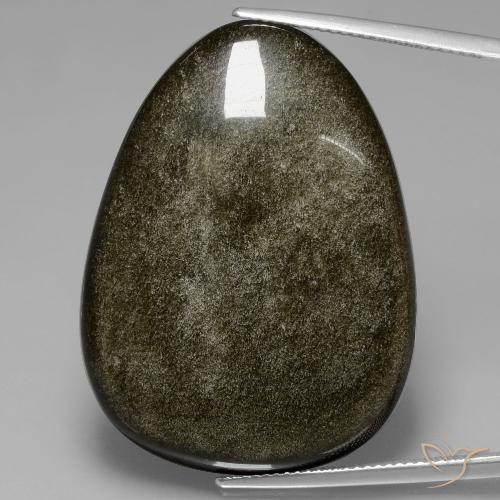 45.21ct Natural Negro con brillo dorado Obsidiana, En forma de pera, Opaco