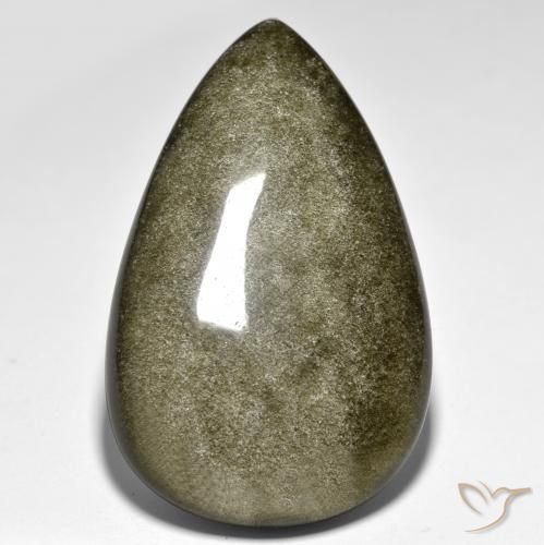 45.34ct Natural Negro con brillo dorado Obsidiana, En forma de pera, Opaco