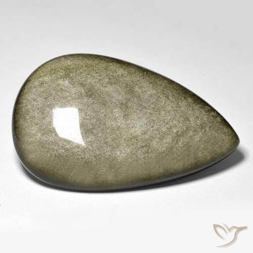 Obsidiana Negro con brillo dorado natural de 45.34 ct, En forma de pera, Opaco