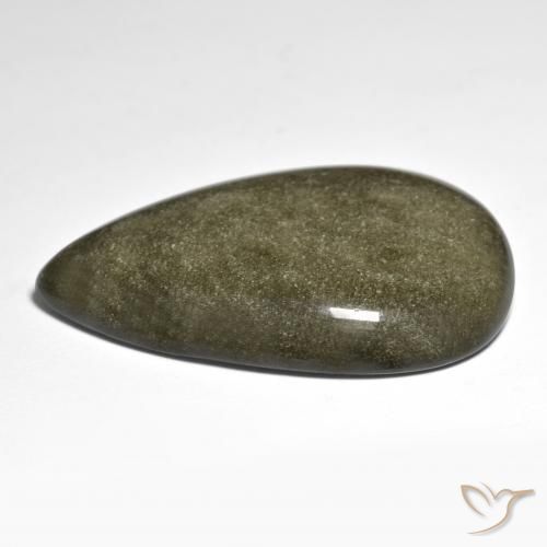 Obsidiana Negro con brillo dorado natural de 45.34 ct, En forma de pera, Opaco