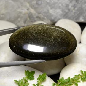 Obsidiana negro natural de 40,40 ct, corte óvalo, opaco