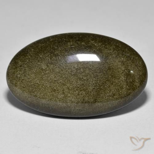27.99ct Natural Negro con brillo dorado Obsidiana, Ovalada, Opaco