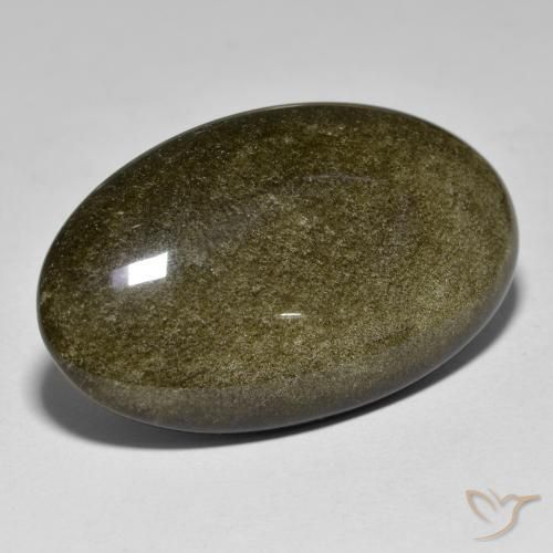 Obsidiana Negro con brillo dorado natural de 27.99 ct, Ovalada, Opaco