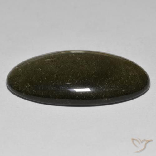 Obsidiana Negro con brillo dorado natural de 27.99 ct, Ovalada, Opaco