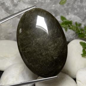 Obsidiana Negro dorado brillante natural de 31.63 ct, Corte Óvalo, Opaco
