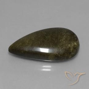 Obsidiana Negro con brillo dorado natural de 24.22 ct, En forma de pera, Opaco
