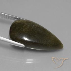 Obsidiana Negro con brillo dorado natural de 24.22 ct, En forma de pera, Opaco