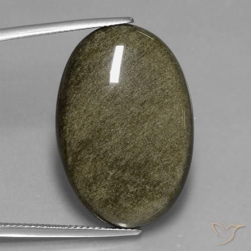 24.53ct Natural Negro con brillo dorado Obsidiana, Ovalada, Opaco