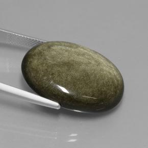 Obsidiana Brillo dorado negro natural de 31.40 ct, Corte Óvalo, Opaco