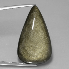 Obsidiana oro natural de 32,65 ct, en forma de pera, opaco