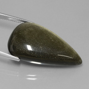 Obsidiana oro natural de 32,65 ct, en forma de pera, opaco