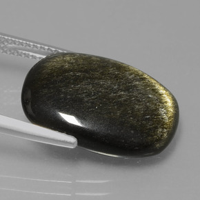 Obsidiana Brillo dorado natural de 7.56 ct, Corte Cojín, Opaco