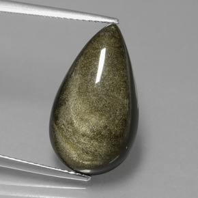Obsidiana oro natural de 10,03 ct, en forma de pera, opaco