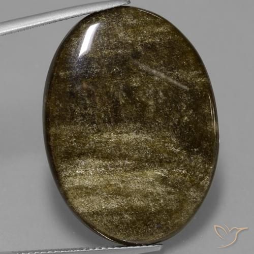 28.57ct Natural Negro marrón Obsidiana, Ovalada, Opaco