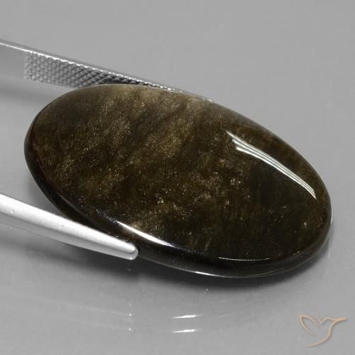 Obsidiana Negro marrón natural de 28.57 ct, Ovalada, Opaco