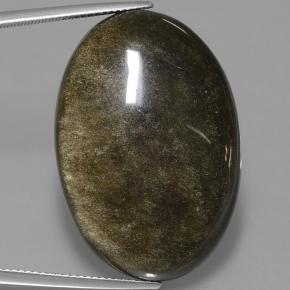 Obsidiana Brillo dorado negro natural de 42.84 ct, Corte Óvalo, Opaco
