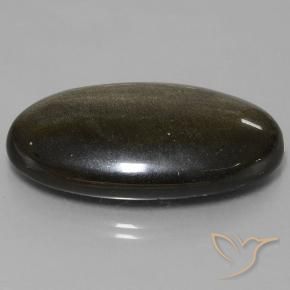 Obsidiana Negro con brillo dorado natural de 51.67 ct, Ovalada, Opaco