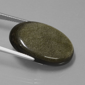 Obsidiana Brillo dorado natural de 20.41 ct, Corte Óvalo, Opaco