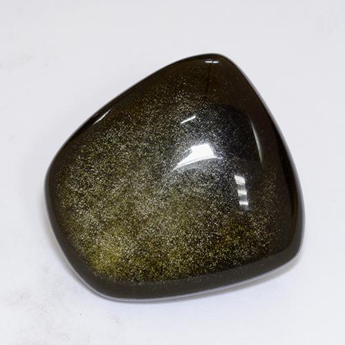 Obsidiana Negro con bronce natural de 22.74 ct, Forma elegante, Opaco