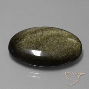 Obsidiana Negro con brillo dorado natural de 25.88 ct, Ovalada, Opaco