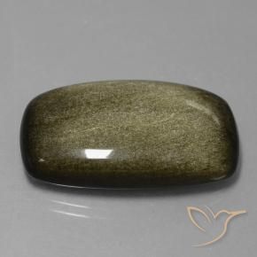 Obsidiana Negro con brillo dorado natural de 28.65 ct, Forma Cojín, Opaco