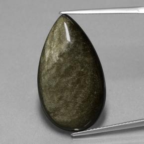 Obsidiana negro natural de 18,42 ct, en forma de pera, opaco