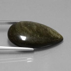 Obsidiana negro natural de 18,42 ct, en forma de pera, opaco