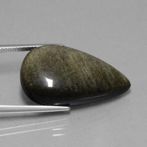 Obsidiana negro natural de 19,36 ct, en forma de pera, opaco