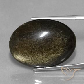 Obsidiana Negro natural de 23.72 ct, Ovalada, Opaco