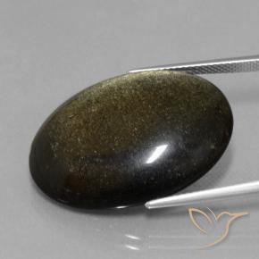 Obsidiana Negro natural de 23.72 ct, Ovalada, Opaco
