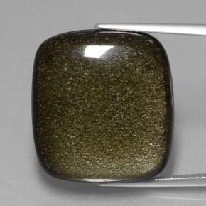 Obsidiana Brillo dorado negro natural de 22.65 ct, Corte Cojín, Opaco
