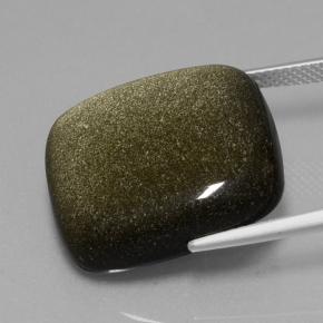 Obsidiana Brillo dorado negro natural de 22.65 ct, Corte Cojín, Opaco