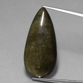 Obsidiana Brillo dorado natural de 17.37 ct, En forma de pera, Opaco