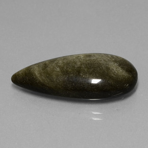 Obsidiana Brillo dorado natural de 17.37 ct, En forma de pera, Opaco