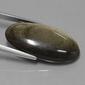 Obsidiana oro natural de 22,94 ct, corte óvalo, opaco