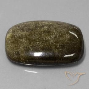 Obsidiana Negro con brillo dorado natural de 25.46 ct, Forma Cojín, Opaco