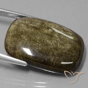 Obsidiana Negro con brillo dorado natural de 25.46 ct, Forma Cojín, Opaco