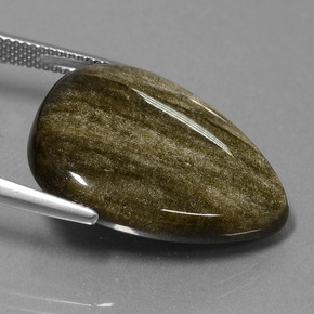 Obsidiana Brillo dorado natural de 19.38 ct, En forma de pera, Opaco