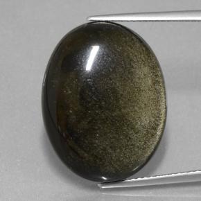 Obsidiana Brillo dorado negro natural de 18.98 ct, Corte Óvalo, Opaco