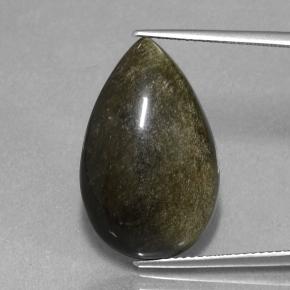 Obsidiana bronce negruzco natural de 14,16 ct, en forma de pera, opaco