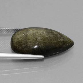 Obsidiana bronce negruzco natural de 14,16 ct, en forma de pera, opaco