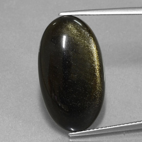 Obsidiana brillo dorado negro natural de 15,17 ct, corte óvalo, opaco