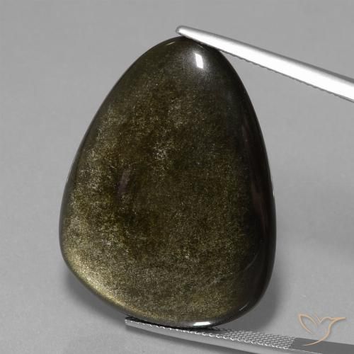 38.75ct Natural Negro con brillo dorado Obsidiana, Trillón, Opaco