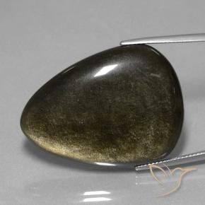 Obsidiana Negro con brillo dorado natural de 38.75 ct, Trillón, Opaco