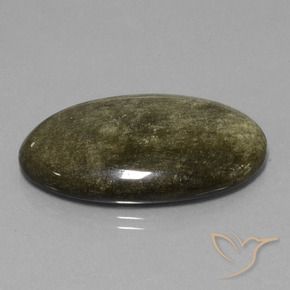 Obsidiana Negro con brillo dorado natural de 33.15 ct, Ovalada, Opaco