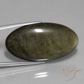 Obsidiana Negro con brillo dorado natural de 37.05 ct, Ovalada, Opaco