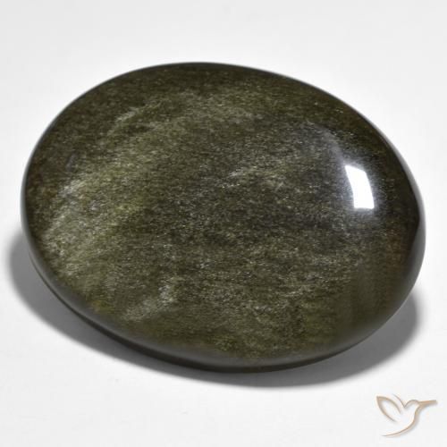 Obsidiana Negro con brillo dorado natural de 42.63 ct, Ovalada, Opaco