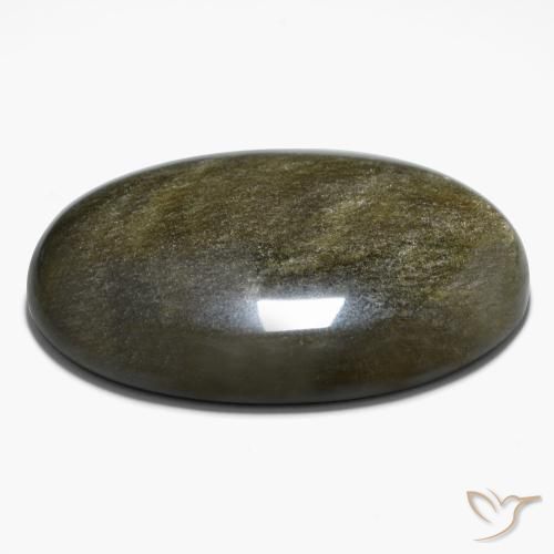 Obsidiana Negro con brillo dorado natural de 42.63 ct, Ovalada, Opaco