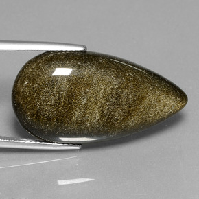 Obsidiana oro natural de 20,94 ct, en forma de pera, opaco