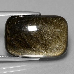 Obsidiana Brillo dorado negro natural de 17.14 ct, Corte Cojín, Opaco